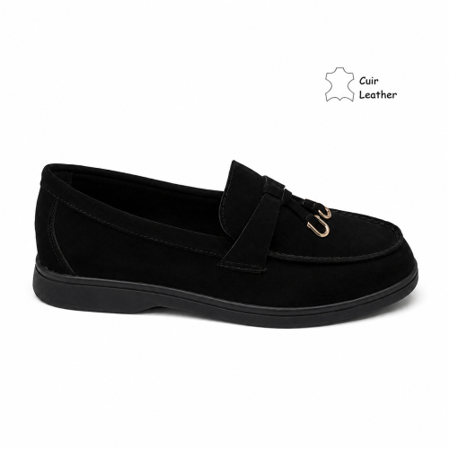 Черни мокасини от естествен велур- Klear Black 12201