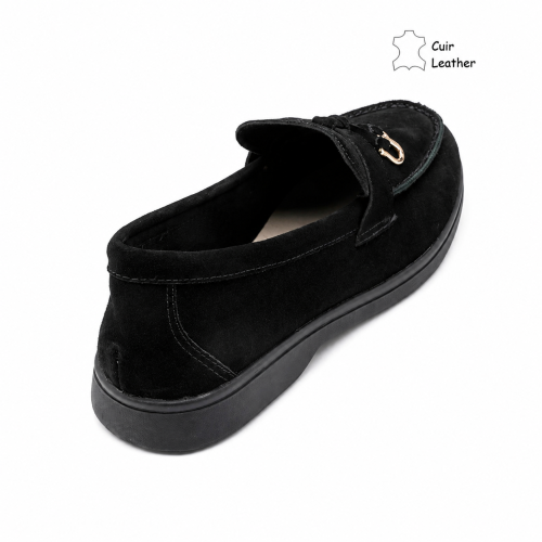 Черни мокасини от естествен велур- Klear Black 12201