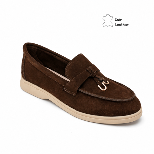 Кафяви мокасини от естествен велур- Klear Brown 12202