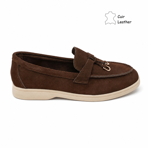 Кафяви мокасини от естествен велур- Klear Brown 12202