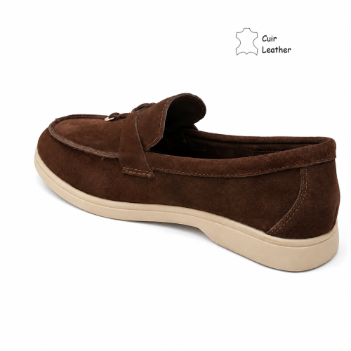 Кафяви мокасини от естествен велур- Klear Brown 12202