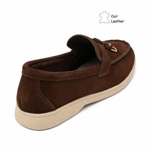 Кафяви мокасини от естествен велур- Klear Brown 12202