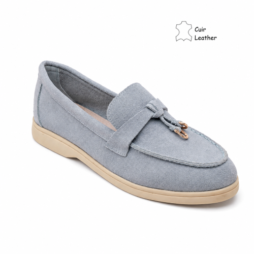 Сини мокасини от естествен велур- Klear Blue 12203