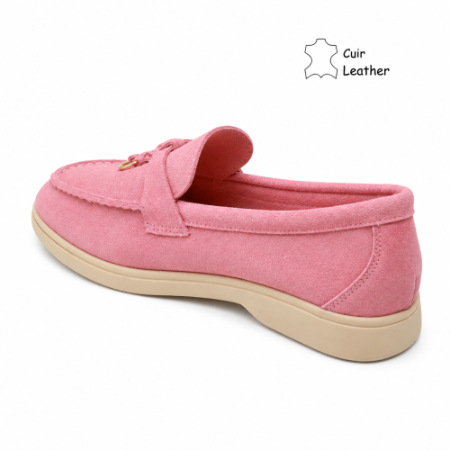 Розови мокасини от естествен велур- Klear Pink 12204