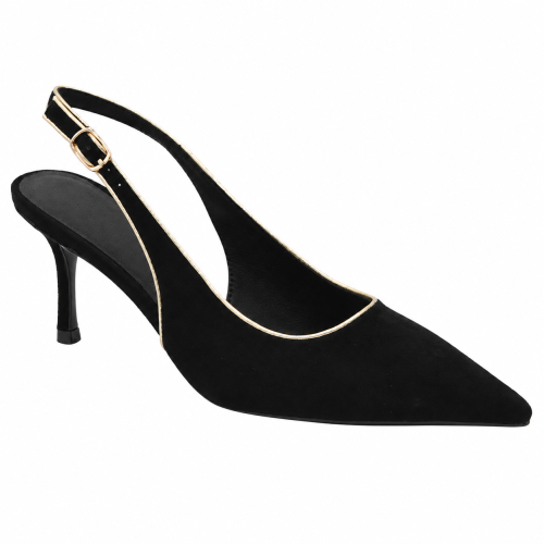 Елегантни обувки slingback черен цвят- Petra Black 12214