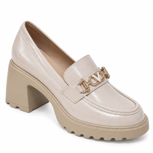 Бержови обувки на удобен ток и платформа- Steisi Beige 12254