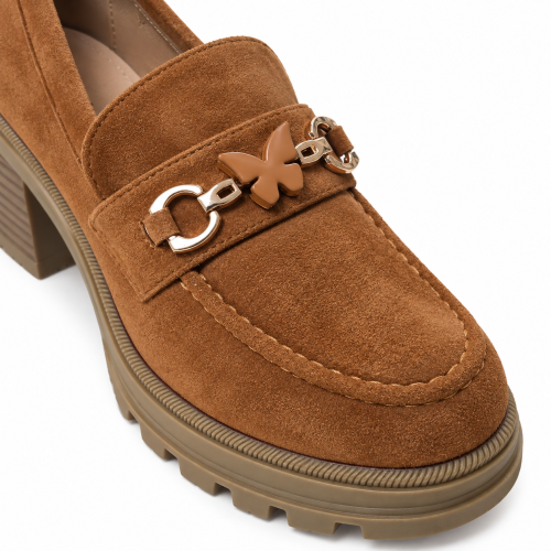 Кафяви велурени обувки на ток и платформа- Steisi Brown 12255