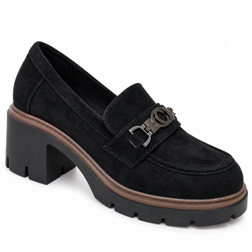 Черни обувки на ток и платформа- Siana Black 12258