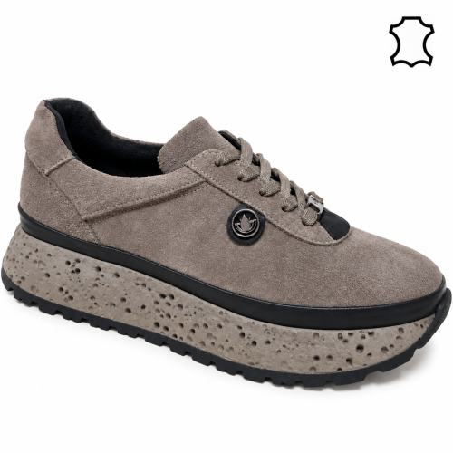 Дамски спортни обувки от естествен велур- Nansi Taupe 12262