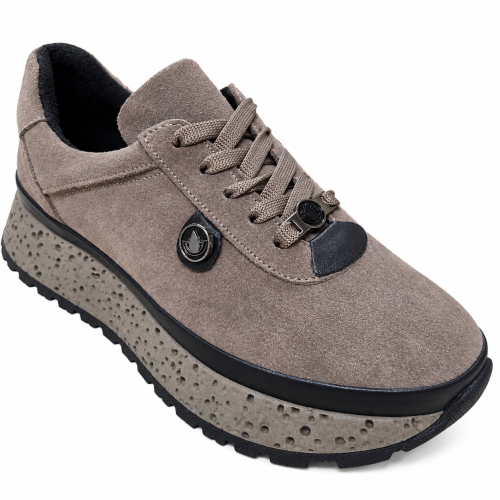 Дамски спортни обувки от естествен велур- Nansi Taupe 12262