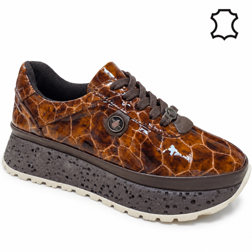 Дaмски спортни обувки от естествен кафяв лак- Nansi Brown 12265