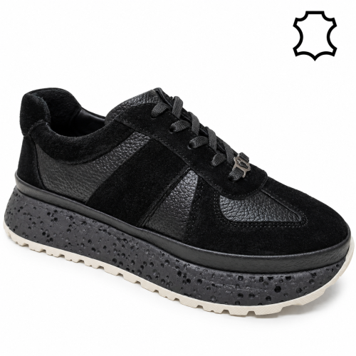 Спортни обувки от естествена кожа и велур- Nansi Black 12267