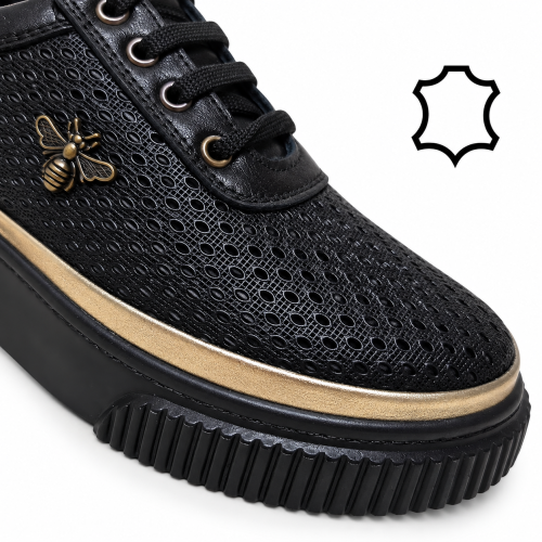 Черни спортни обувки от естествена кожа- Sindi Black 12276