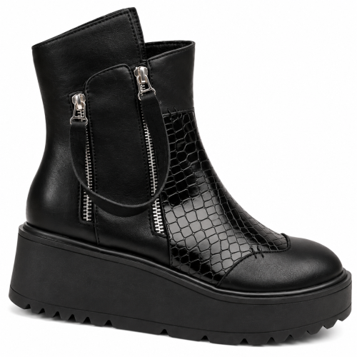 Черни боти на платформа- Jaklin Black 12346