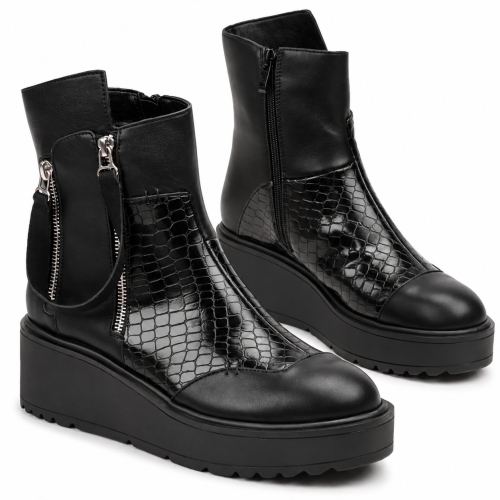Черни боти на платформа- Jaklin Black 12346