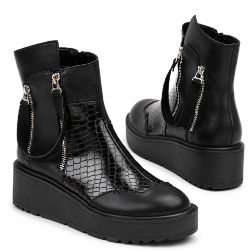 Черни боти на платформа- Jaklin Black 12346