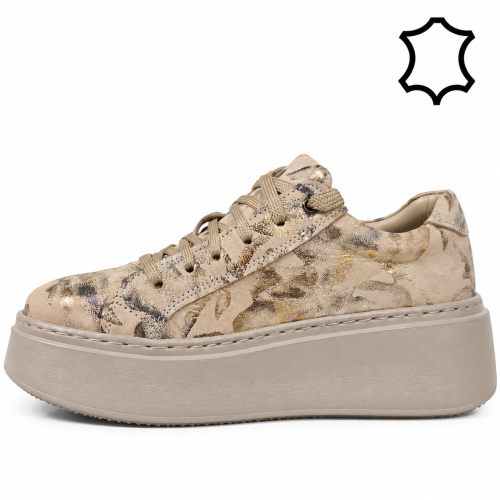 Дамски кецове от естествена кожа- Greta Beige 12358