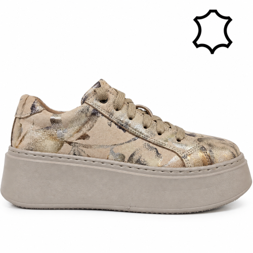 Дамски кецове от естествена кожа- Greta Beige 12358
