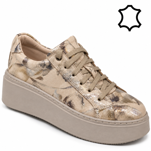 Дамски кецове от естествена кожа- Greta Beige 12358
