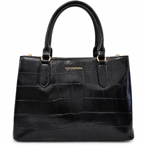 Черна чанта с кроко ефект- Sindi Black 12391