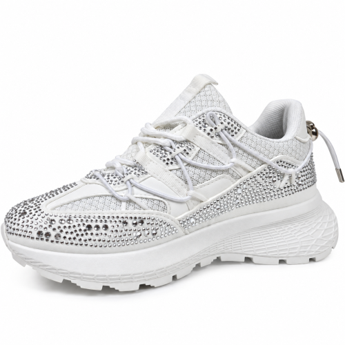 Дамски бели маратонки с камъни- Jaklin White 12440