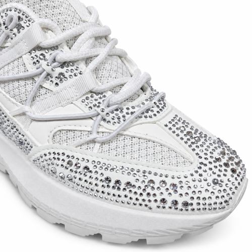 Дамски бели маратонки с камъни- Jaklin White 12440